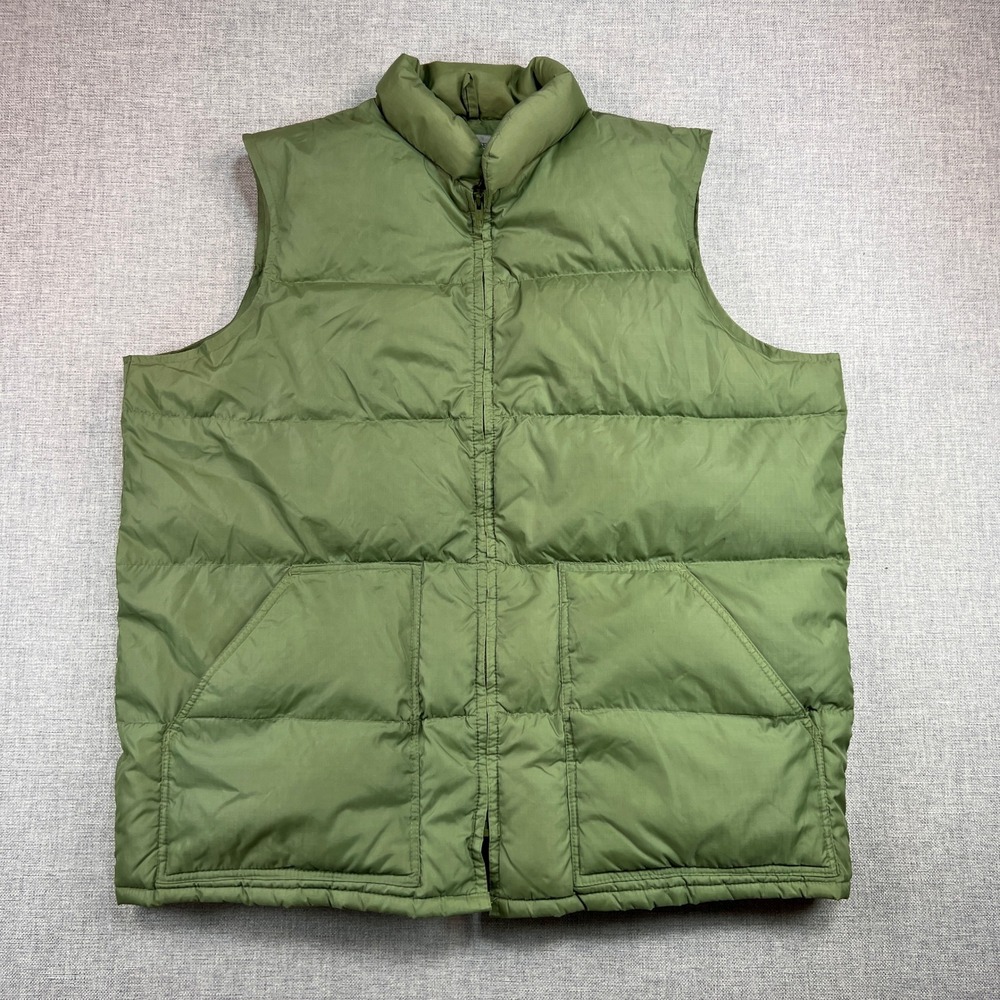 VTG 70s Sears Western Prime Goose Down Puffer Vest Men XL Green Heritage Cabin